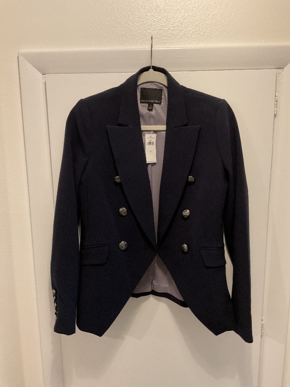 Banana Republic Fitted Blazer, Navy Blue, Size 4